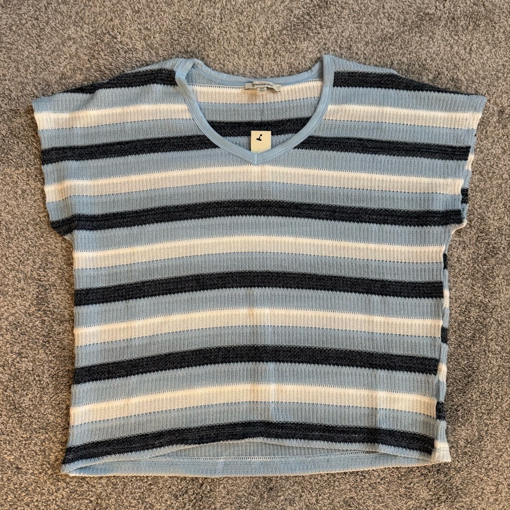 New Francesca's Women's Size M Jamie Striped Dolman V-Neck Sweater Tee